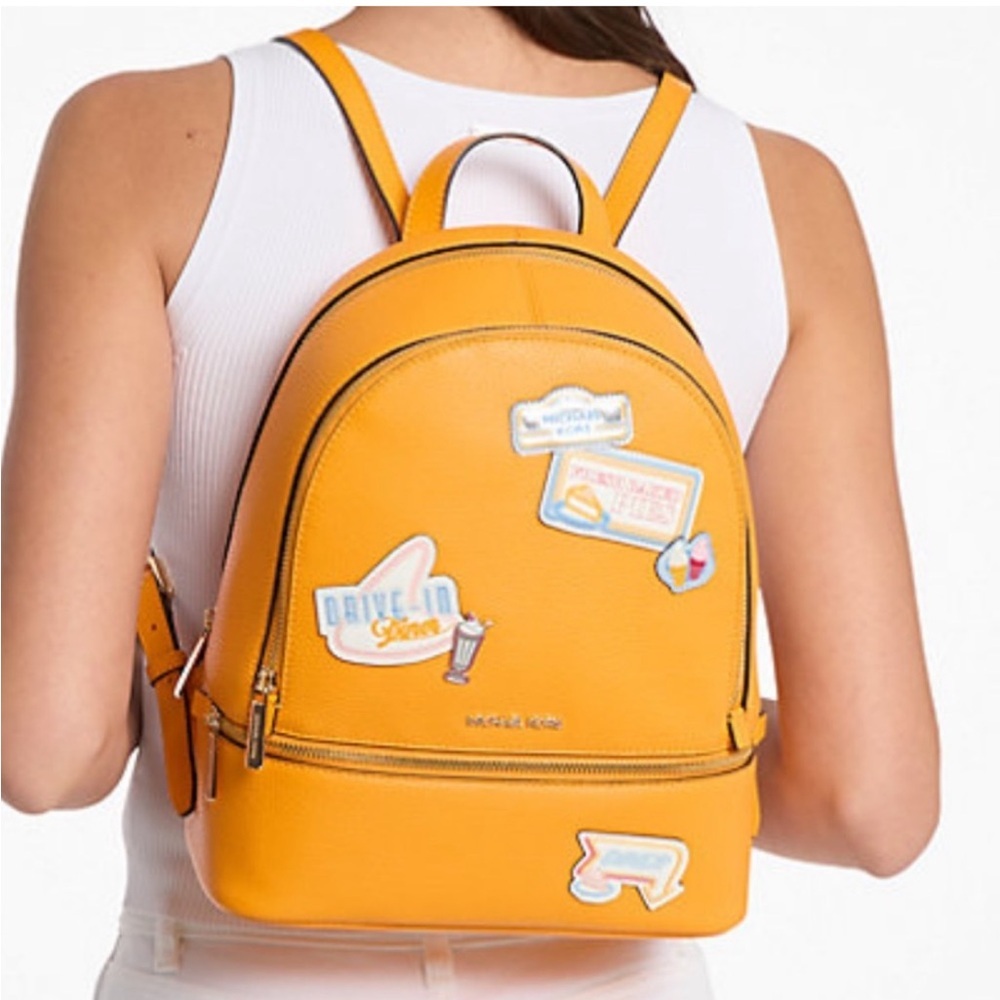Michael Kors Mustard Backpack with Patches - Picture 6 of 14